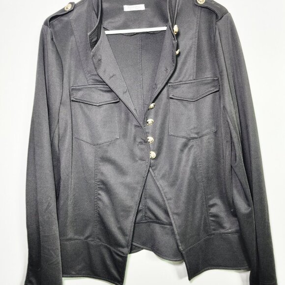 Black Chic Military-inspired blazer, jacket,  lightweight, mix blend material, l - Picture 8 of 13